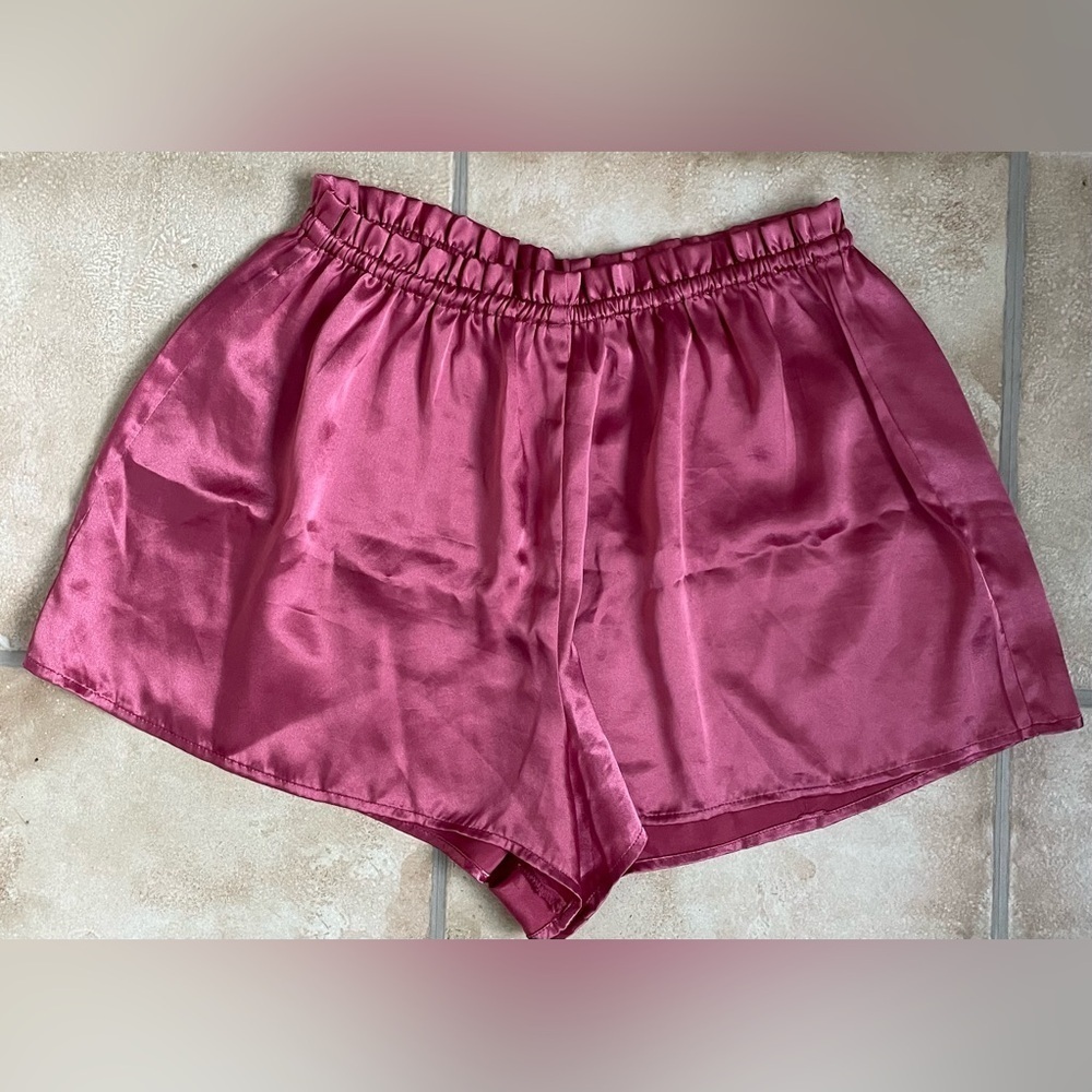 Vintage Victoria’s Secret Gold Label Silky Burgandy Shorts, Elastic Waist; S